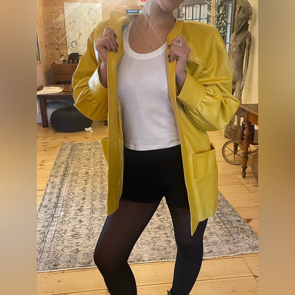 Genuine Vintage Givenchy Leather Jacket Yellow Sz Med Great Condition! Soft. - Picture 3 of 15